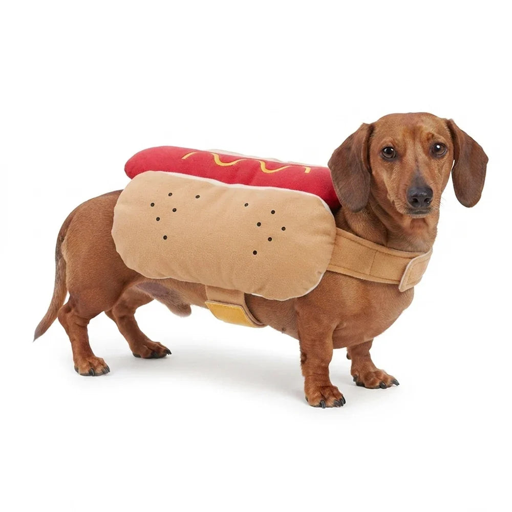 Funny Pet Hot Dog Costume Dog Clothes Cat Apparel Cute Halloween Outfit for Birthday Party Christmas Photo Shoot Pet Supplies