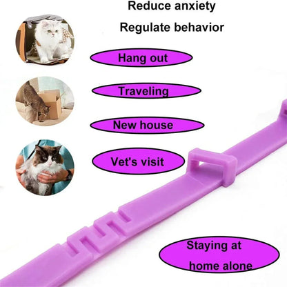 Pet Calming Collar for Cats Dogs Adjustable Anxiety Pheromone Reducing Pet Collar Lasting Natural Calm Relax Soothing Collars