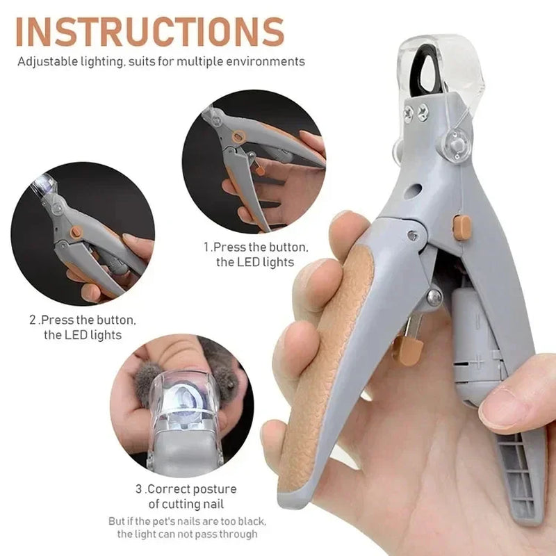LED Pet Nail Clippers for Dogs & Cats, Professional Safe Pet Claw Cutter with LED Light to Avoid Quick, Sharp Blade Pet Grooming