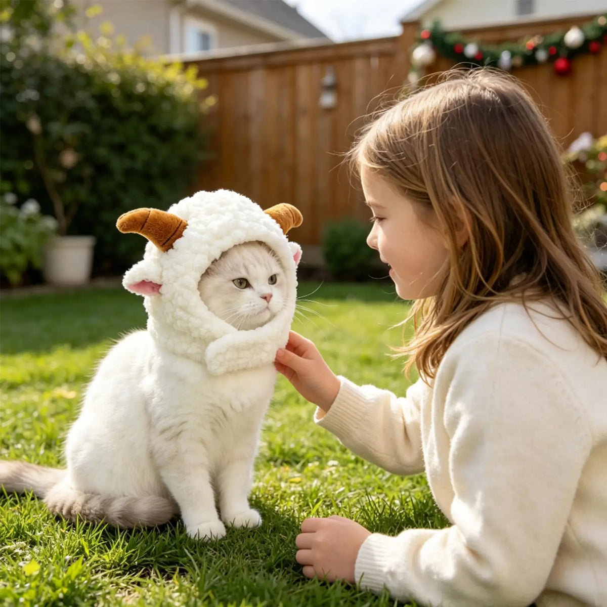 NEW Cat Winter Headwear Cute Sheep Shaped Washable Breathable Kitten Puppy Winter Headwear Covers for Halloween Party Festival