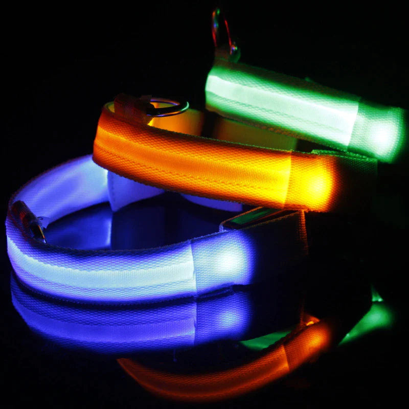 Glow & Go LED Adjustable Dog Collar - Waterproof, Flashing Safety Light for Pets