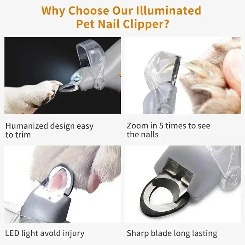 LED Pet Nail Clippers for Dogs & Cats, Professional Safe Pet Claw Cutter with LED Light to Avoid Quick, Sharp Blade Pet Grooming