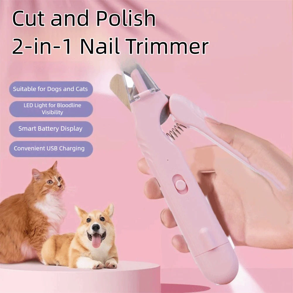 2-in-1 LED Pet Nail Clippers - Safe & Easy Dog & Cat Nail Trimmer with Blood Line Scissors