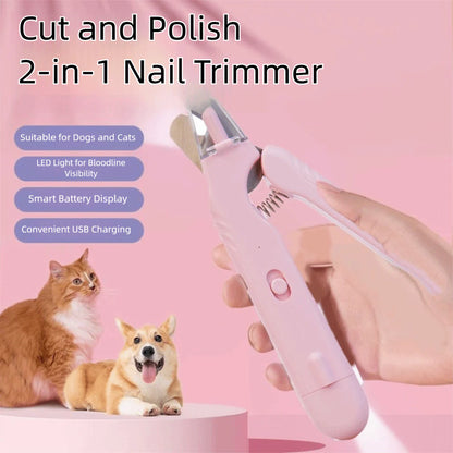 2-in-1 LED Pet Nail Clippers - Safe & Easy Dog & Cat Nail Trimmer with Blood Line Scissors