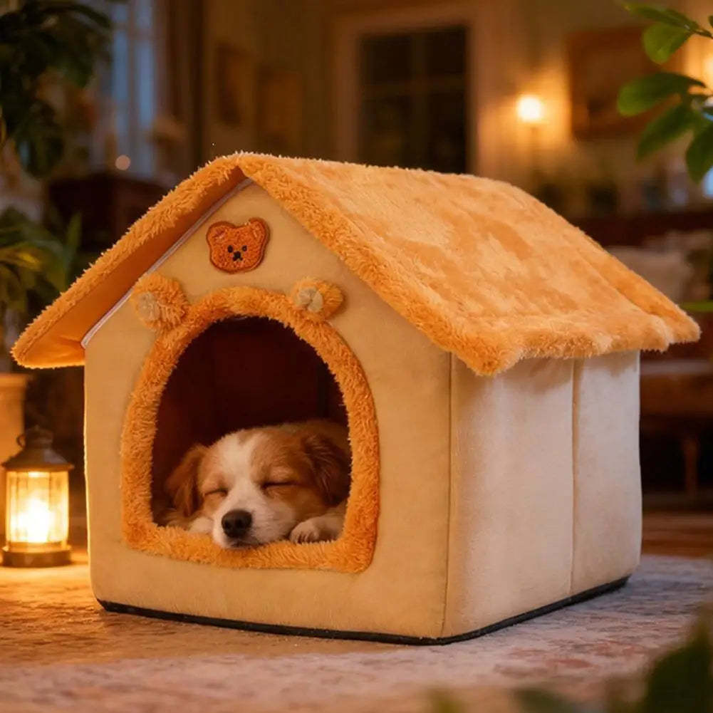 Thickened Winter Warm Pet House All-Season Detachable Washable Dog Cat House for Small Dogs Teddy Cute Comfortable