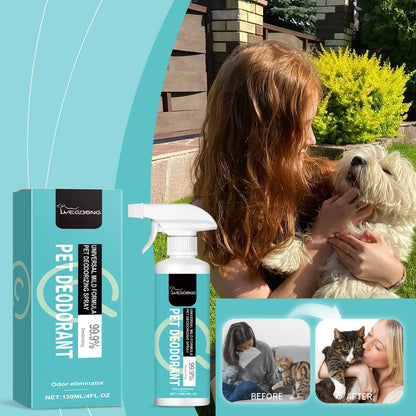 Pet Deodorant Spray, Gentle Pet Odor Eliminator for Dogs & Cats, Instantly Remove Bad Smell for Pet Bedding, Carpet & Home Surfaces, 120ML