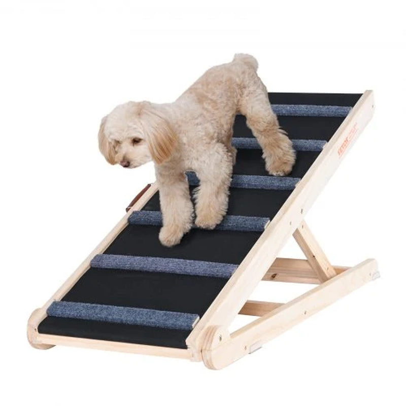 Dog Ramp, Folding Pet Ramp for Bed, Adjustable Dog Ramp for Small, Large, Old Dogs & Cats, Wooden Pet Ramp with 41.3 Long Ramp, Adjustable from 13.77 to 25.59, Suitable for Couch, Sofa, Car