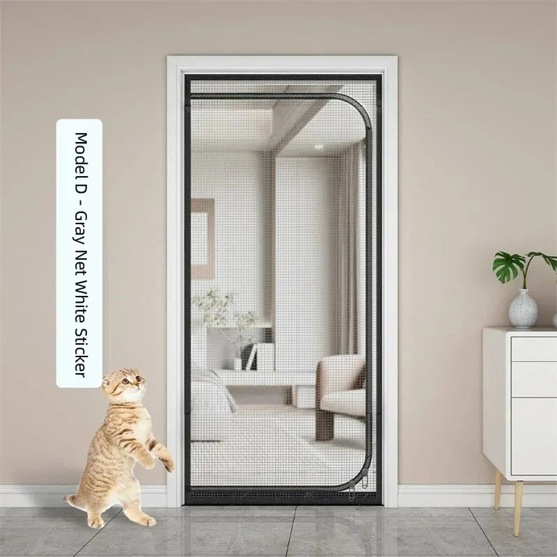 Customized Size Zipper Reinforced Cat Fiberglass Door Screen up & Left Opening Shape Curtain Anti-Mosquito Pet Mesh Door Screen