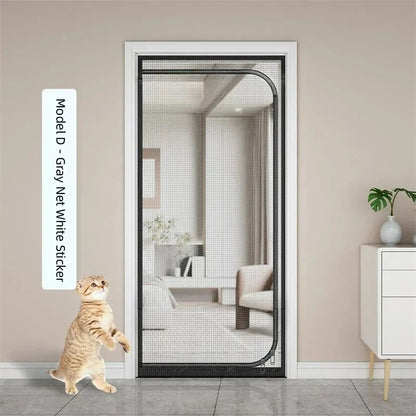 Customized Size Zipper Reinforced Cat Fiberglass Door Screen up & Left Opening Shape Curtain Anti-Mosquito Pet Mesh Door Screen