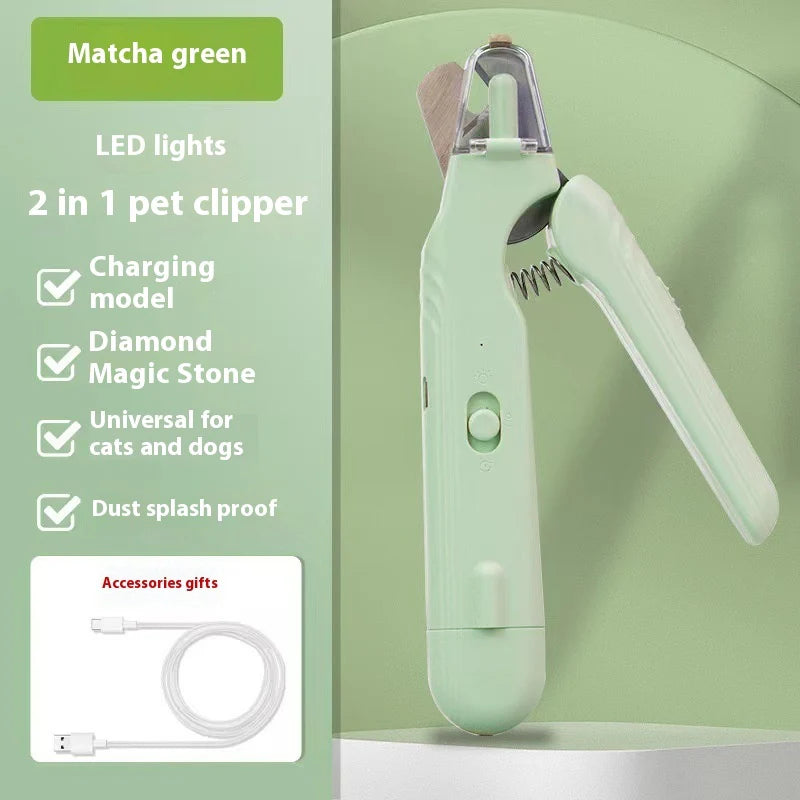 2-in-1 LED Pet Nail Clippers - Safe & Easy Dog & Cat Nail Trimmer with Blood Line Scissors