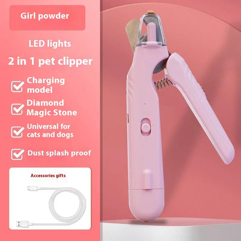 2-in-1 LED Pet Nail Clippers - Safe & Easy Dog & Cat Nail Trimmer with Blood Line Scissors