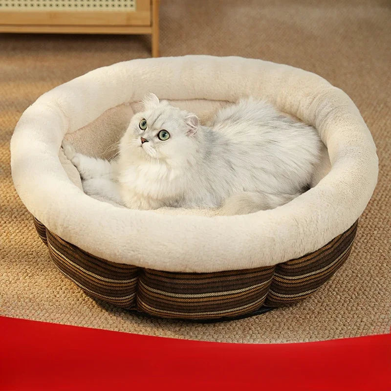 Soft round Pet Beds for Small Medium Large Cats Winter Warm Puppy Sofa House Washable Non-Slip Base Pet Deep Sleeping Kennels