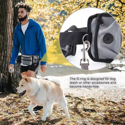 Outdoor Training Waist Bag with Detachable Doggy Training Treat Bag Reflective Waist Pack for Pet Walking, Running Leash Storage