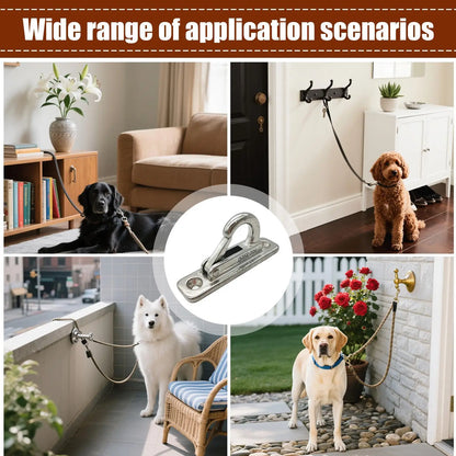 Heavy Duty Stainless Steel Dog Leash Holder Wall Mounted Secure Indoor Outdoor Use Enclosed Pet Tie Out Hook Easy Install