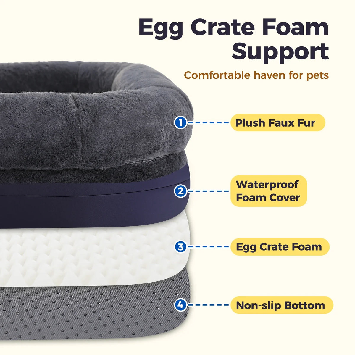 Foldable Dog Bed for Adult, Kids, Plush Pet Couch Bed for Large Dogs, Washable Pet Sofa Bed with Non-Slip Bottom Dog Accessories