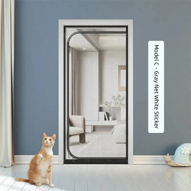 Customized Size Zipper Reinforced Cat Fiberglass Door Screen up & Left Opening Shape Curtain Anti-Mosquito Pet Mesh Door Screen
