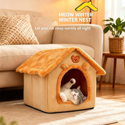 Thickened Winter Warm Pet House All-Season Detachable Washable Dog Cat House for Small Dogs Teddy Cute Comfortable