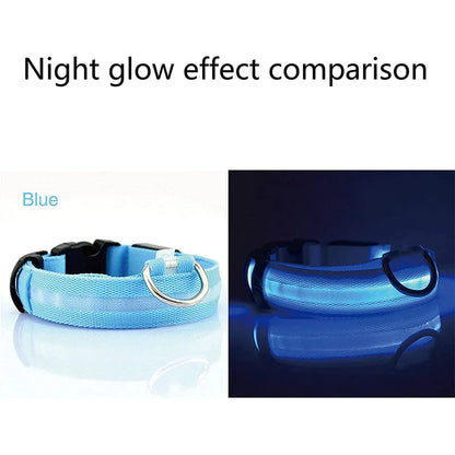 Glow & Go LED Adjustable Dog Collar - Waterproof, Flashing Safety Light for Pets