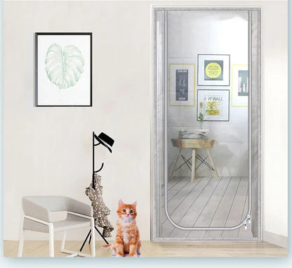 Customized Size Zipper Reinforced Cat Fiberglass Door Screen up & Left Opening Shape Curtain Anti-Mosquito Pet Mesh Door Screen
