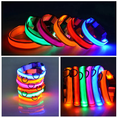 Glow & Go LED Adjustable Dog Collar - Waterproof, Flashing Safety Light for Pets