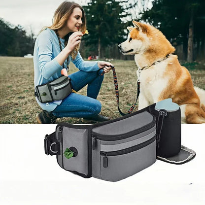 Outdoor Training Waist Bag with Detachable Doggy Training Treat Bag Reflective Waist Pack for Pet Walking, Running Leash Storage
