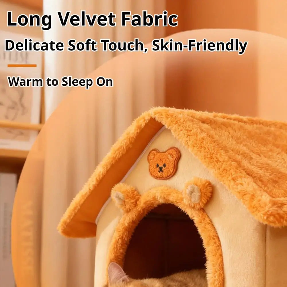 Thickened Winter Warm Pet House All-Season Detachable Washable Dog Cat House for Small Dogs Teddy Cute Comfortable
