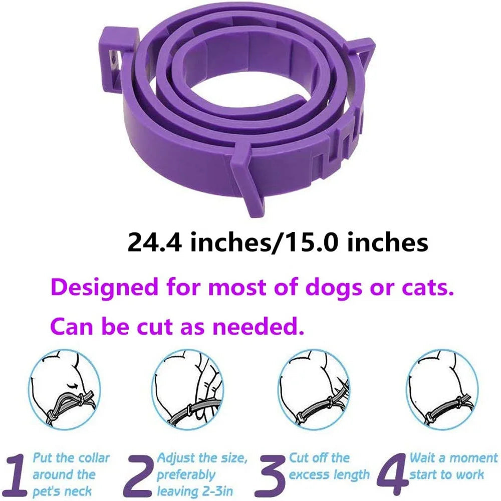 Pet Calming Collar for Cats Dogs Adjustable Anxiety Pheromone Reducing Pet Collar Lasting Natural Calm Relax Soothing Collars