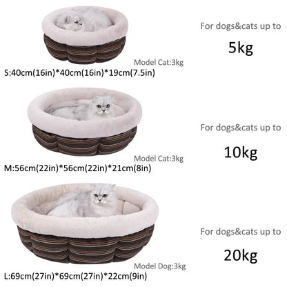 Soft round Pet Beds for Small Medium Large Cats Winter Warm Puppy Sofa House Washable Non-Slip Base Pet Deep Sleeping Kennels