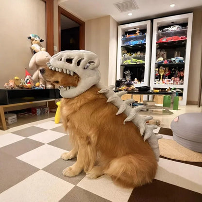 Pet Dinosaur Costume Soft Plush Skeleton Cat Dog Halloween Cosplay Outfit Cute Warm Pet Apparel for Small Medium Pets