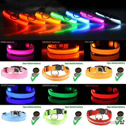 Glow & Go LED Adjustable Dog Collar - Waterproof, Flashing Safety Light for Pets
