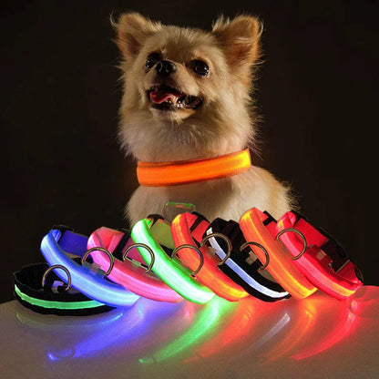Glow & Go LED Adjustable Dog Collar - Waterproof, Flashing Safety Light for Pets