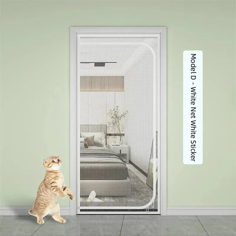 Customized Size Zipper Reinforced Cat Fiberglass Door Screen up & Left Opening Shape Curtain Anti-Mosquito Pet Mesh Door Screen