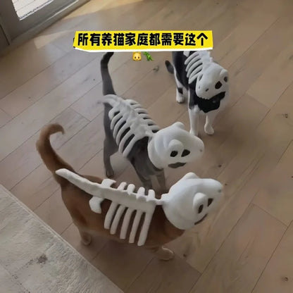 Pet Dinosaur Costume Soft Plush Skeleton Cat Dog Halloween Cosplay Outfit Cute Warm Pet Apparel for Small Medium Pets