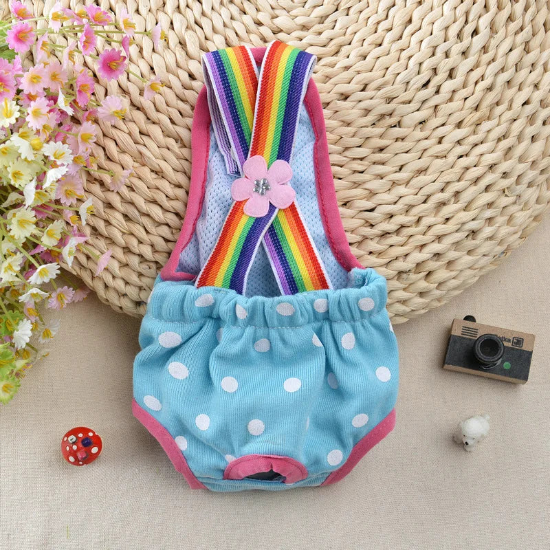 Female Dog Sanitary Panties Breathable Strap Type Reusable Washable Pet Diaper Shorts Summer Thin Heat Period for Teddy Dogs