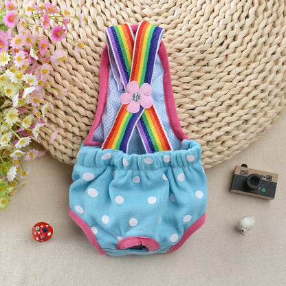 Female Dog Sanitary Panties Breathable Strap Type Reusable Washable Pet Diaper Shorts Summer Thin Heat Period for Teddy Dogs