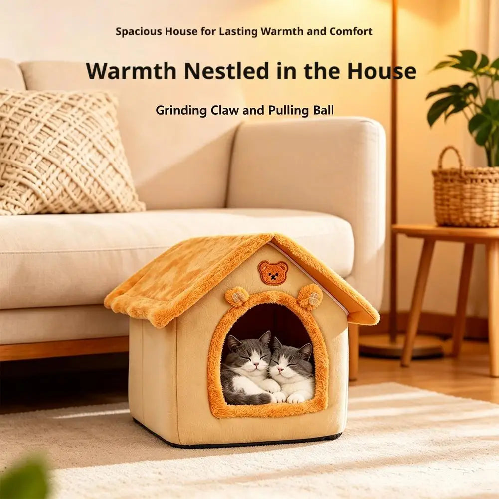Thickened Winter Warm Pet House All-Season Detachable Washable Dog Cat House for Small Dogs Teddy Cute Comfortable