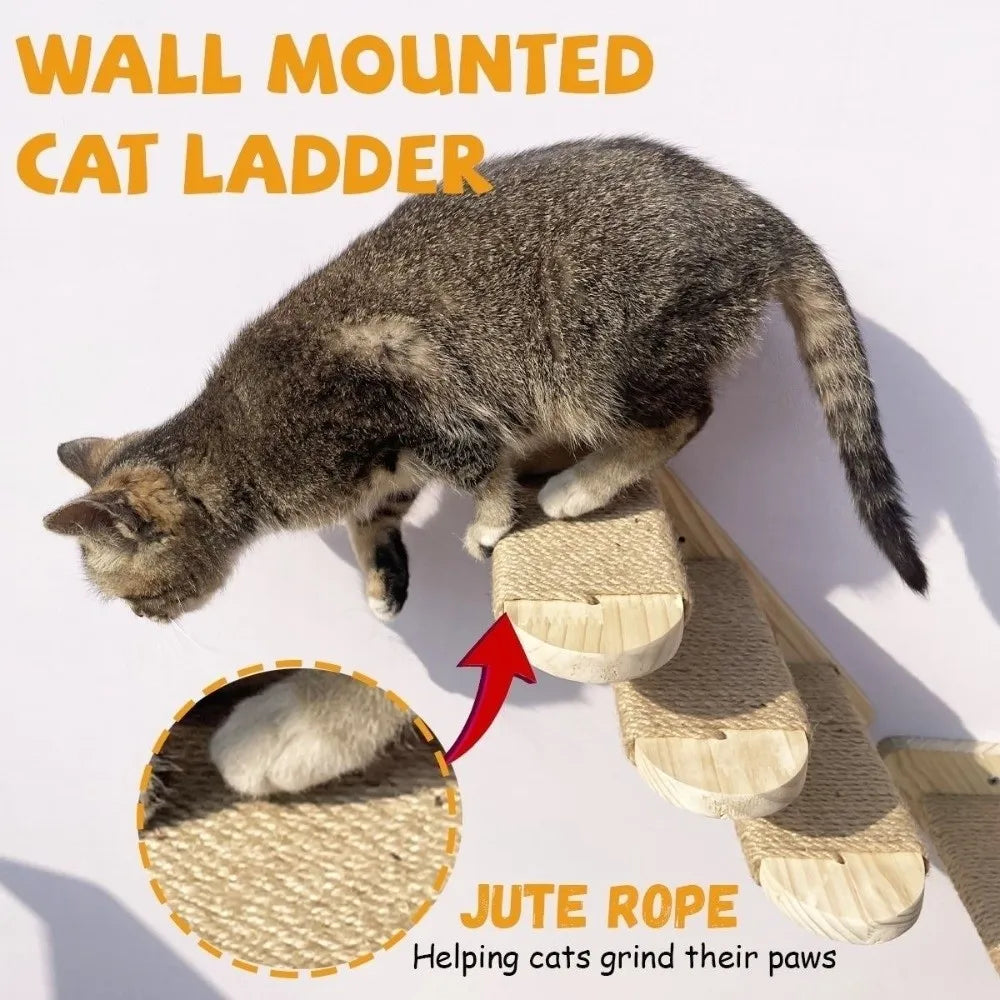 1Pc/4Pcs Wooden Cat Climbing Shelves Sisal Cover Wall Mounted Cat Scratcher Furniture Pet Stairs Toy Scratching Board