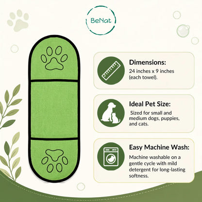 Benat Pets. Dog Bath Towel Double Drop Pocket Design