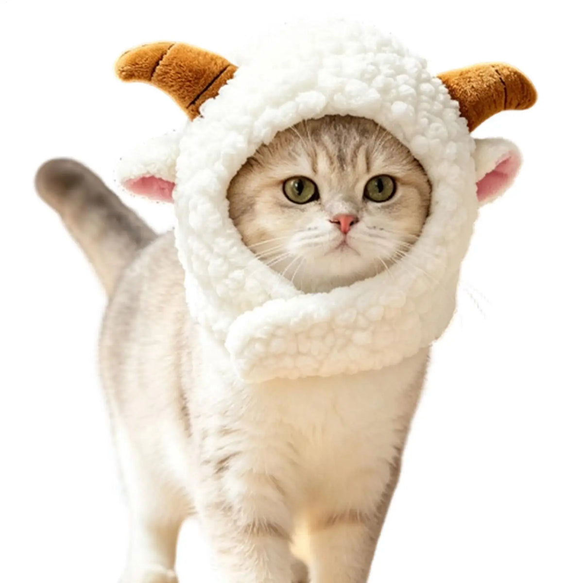 NEW Cat Winter Headwear Cute Sheep Shaped Washable Breathable Kitten Puppy Winter Headwear Covers for Halloween Party Festival