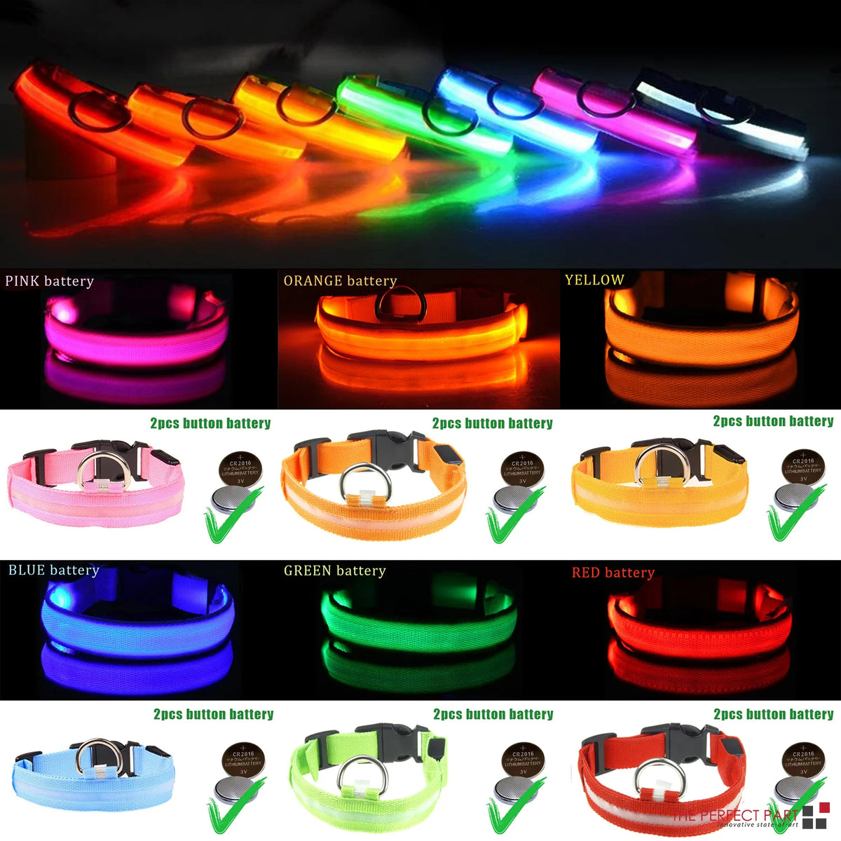 Glow & Go LED Adjustable Dog Collar - Waterproof, Flashing Safety Light for Pets